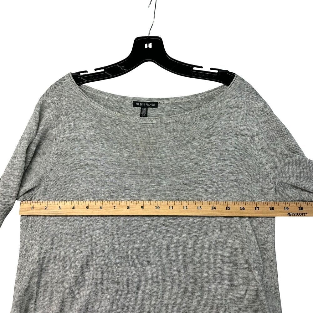 Eileen Fisher Blouse Womens Small Gray White Layered Lightweight Knit Sweater - Picture 12 of 13